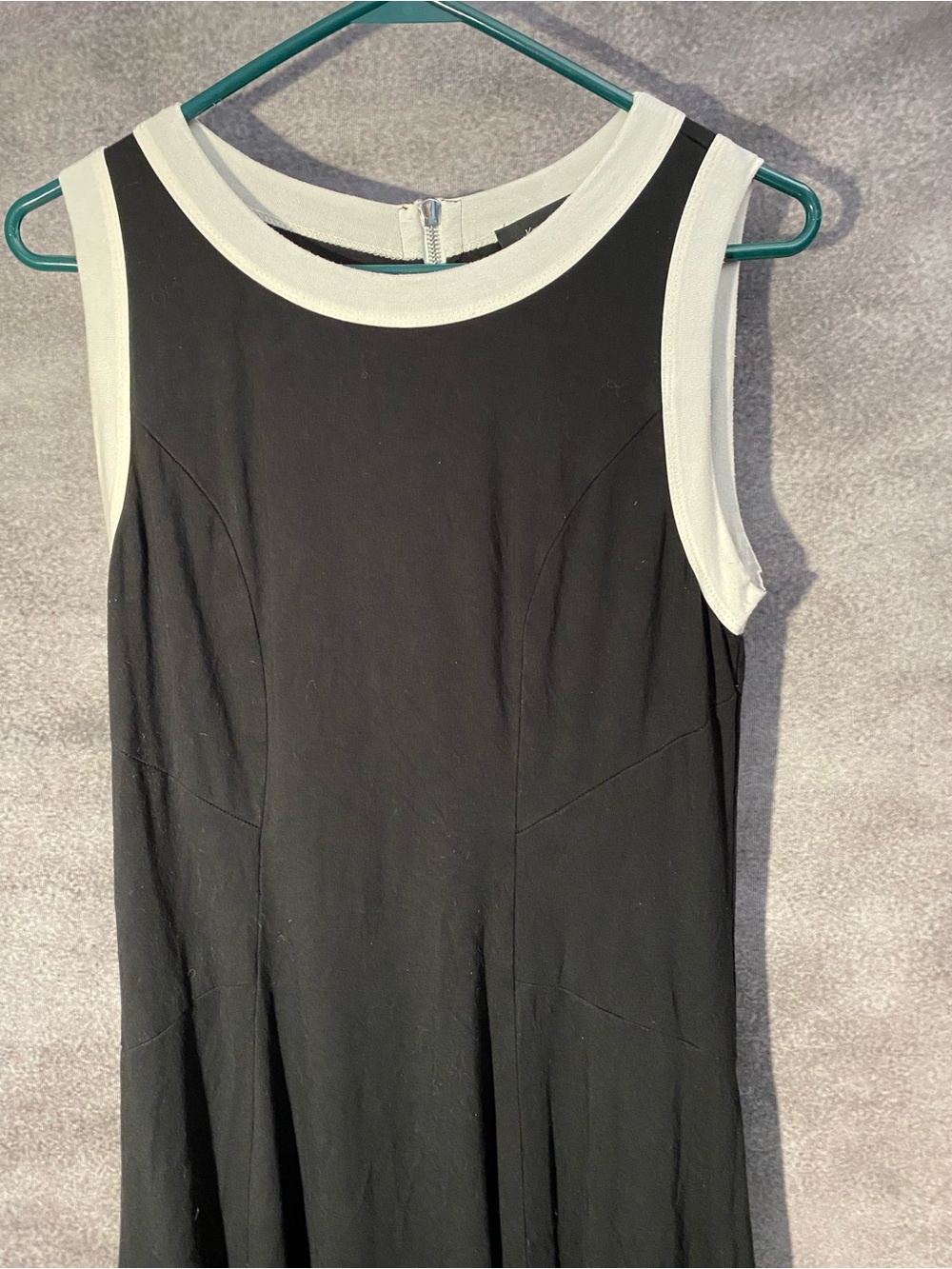 Karen Kane Women XL Black White Colorblock Fit & Flare Zip Dress Sleeveless